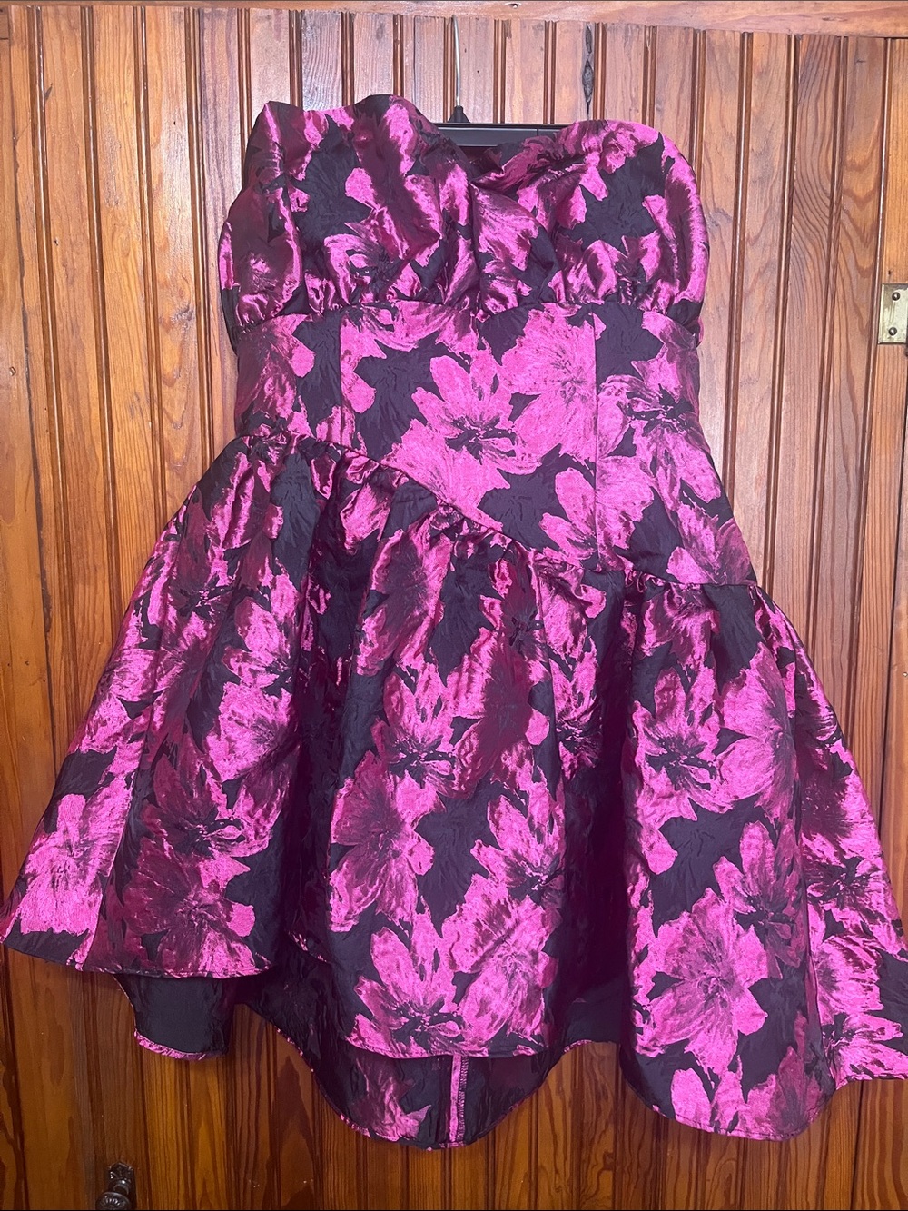 Elliatt Black and Fuchsia Strapless Floral Party Dress